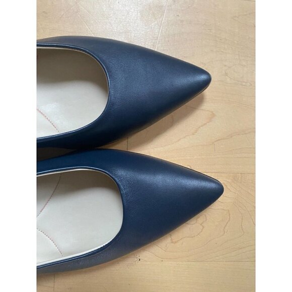 Amalfi by Rangoni BNWT "Paco" navy blue block heel NEW pointed toe pump classic - Picture 4 of 10
